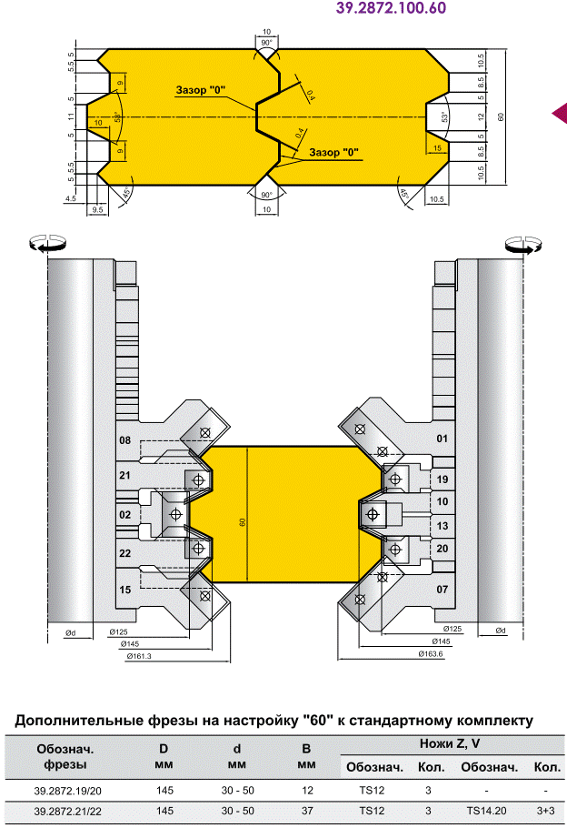 Комплекты фрез для профилирования строительного бруса на базе комплекта 39.2872.100