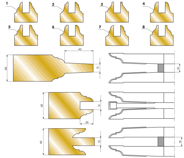ОФ-17 комплект фрез для изготовления филенчатых дверей