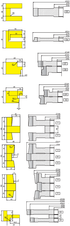Комплект фрез для изготовления оконных блоков типа 'ор-11214-86е'