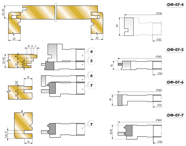 ОФ-07 фрезы для изготовления дверной коробки (коробка+наличник)