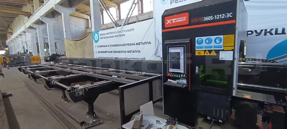 Оптоволоконный лазерный труборез с 3-мя патронами и автоматической погрузкой XTC-TX360S-1212-3C/6000 Raycus 5 axis