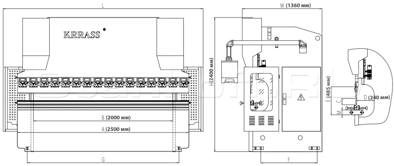 Гидравлический листогибочный пресс KRRASS WC 67K 63/2500 с ЧПУ Estun 21