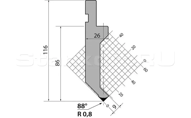 Пуансон для листогибочных прессов P.116.88.R08.415