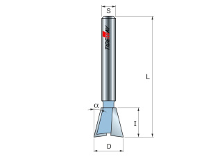 Фреза ласточкин хвост 14гр. Z=2 D=12,7x13 S=8 TIDEWAY LC03030808