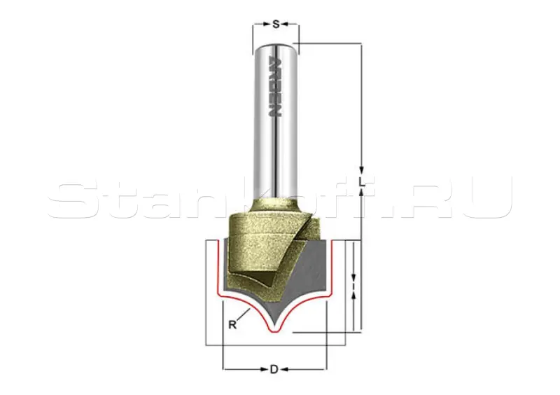 Фреза скругление R=3.17 D=6.35x7.5 S=6.35 ARDEN A0405014