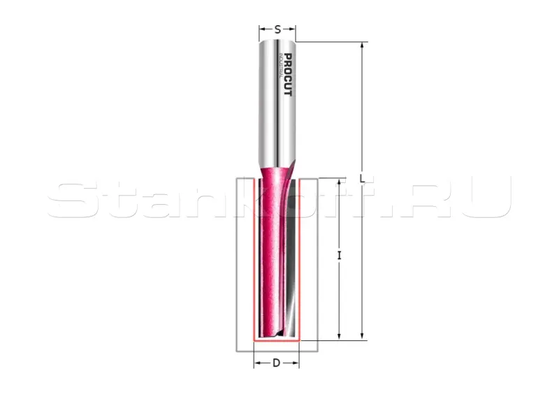 Фреза пазовая с врезным зубом Z2+1 D=12x50x94 S=12 PROCUT 105238P