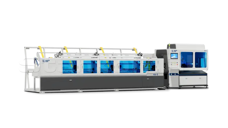 Высокоскоростной лазерный труборез с сервозахватом и автоматической системой погрузки труб LX-K6-5-6500/3000 Raycus