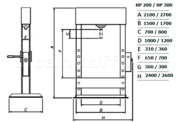 Гидравлический пресс напольный HP-300