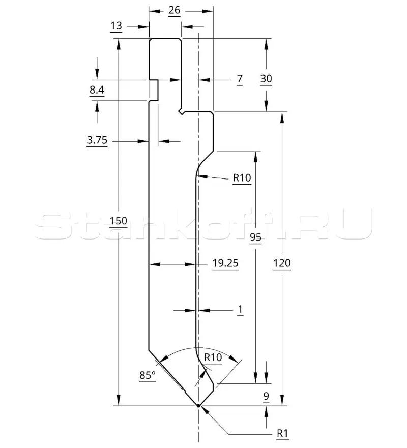 Пуансон для листогибочного пресса P.150.85.R1/F