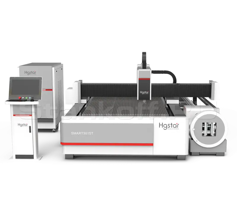 Оптоволоконный лазерный станок для резки листов и труб HGTECH SMART-3015T/3000 Raycus