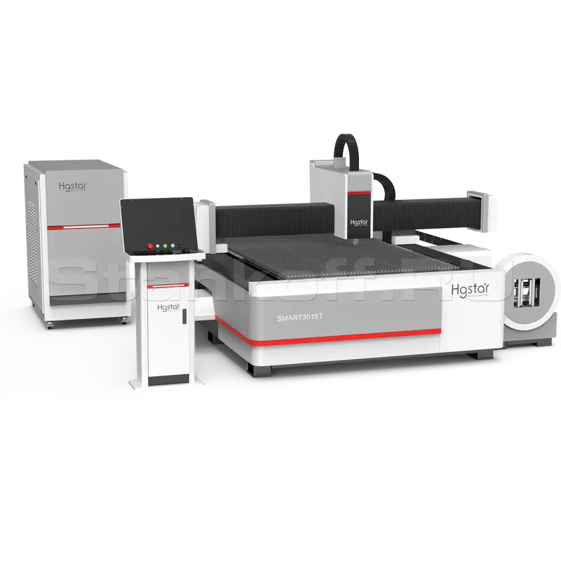 Оптоволоконный лазерный станок для резки листов и труб HGTECH SMART-3015T/3000 Raycus