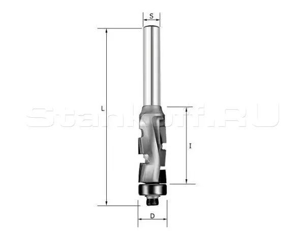 Фреза прямая алмазная Z1+1 (ниж. подшипник) D=12.7x25x70 S=8 ROTIS 110.122508BB