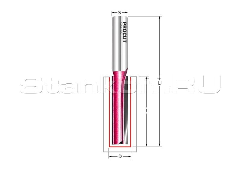 Фреза пазовая D=20x20x52 S=8 Z2 PROCUT 110881P