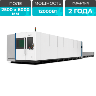 Высокомощный оптоволоконный лазерный станок для резки металла со сменным столом HGTECH SMART-6025 PRO/12000 Raycus