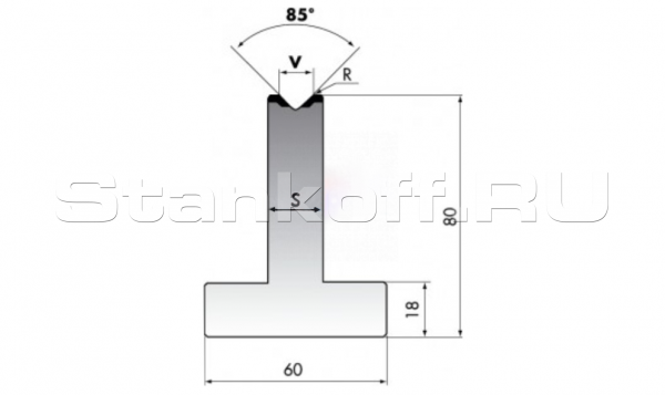Матрица для гибки средних толщин листового металла T80-16-85/F