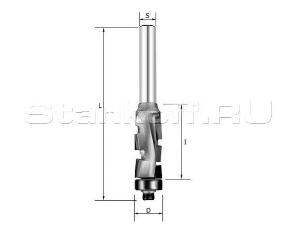 Фреза прямая алмазная Z1+1 (ниж. подшипник) D=12.7x25x70 S=8 ROTIS 110.122508BB