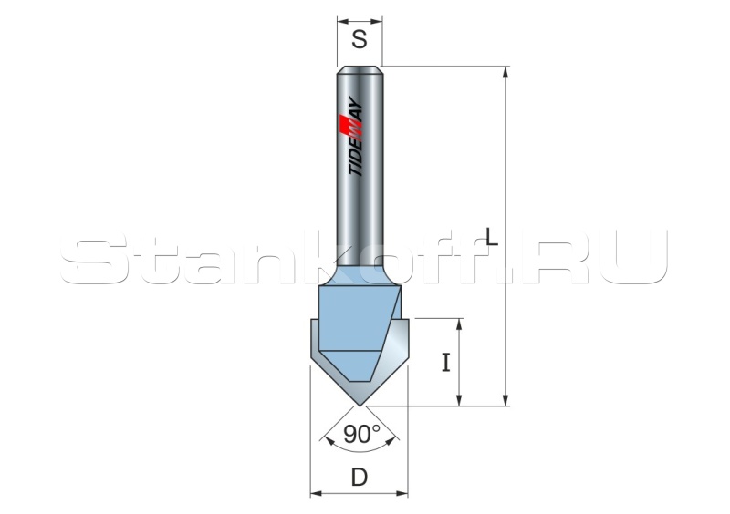 Фреза V-образная 90гр. Z=2 D=22,2x19,1 S=8 TIDEWAY LC03011408