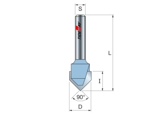 Фреза V-образная 90гр. Z=2 D=22,2x19,1 S=8 TIDEWAY LC03011408