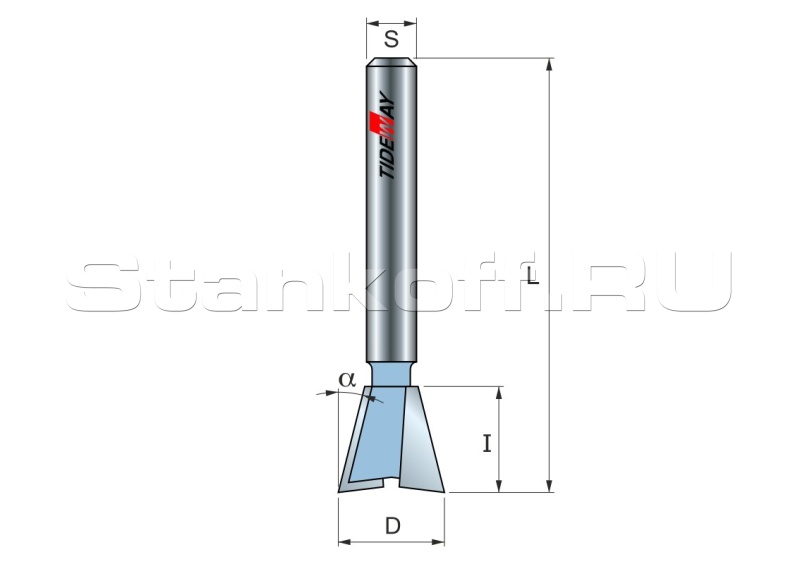 Фреза ласточкин хвост 14гр. Z=2 D=15,9x16 S=8 TIDEWAY LC03031008