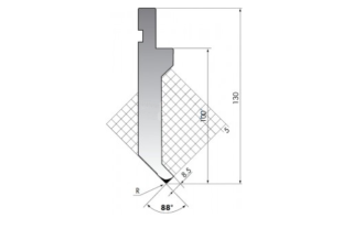 Пуансон для листогибочных прессов P.130-88-R08/F