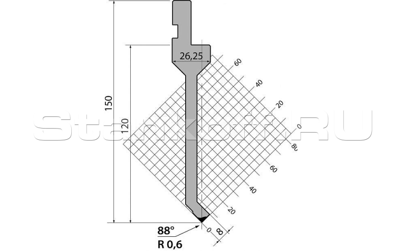 Пуансон для листогиба P.150.88.R06.805s