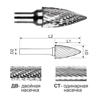 Гиперболическая борфреза с точечным концом SG0618 ДВ (двойная насечка)