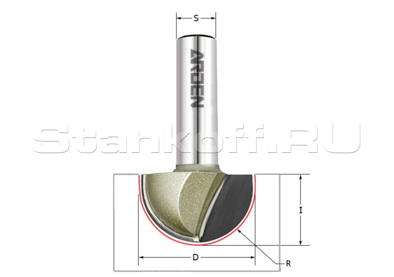 Фреза пазовая полукруг (галтельная) R=3.96 D=7.94x3.97 S=6.35 ARDEN A0502094