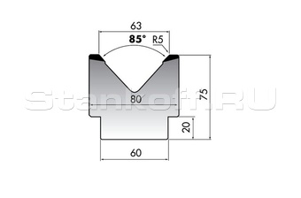 Матрица для гибки листового металла M75-85-63/F