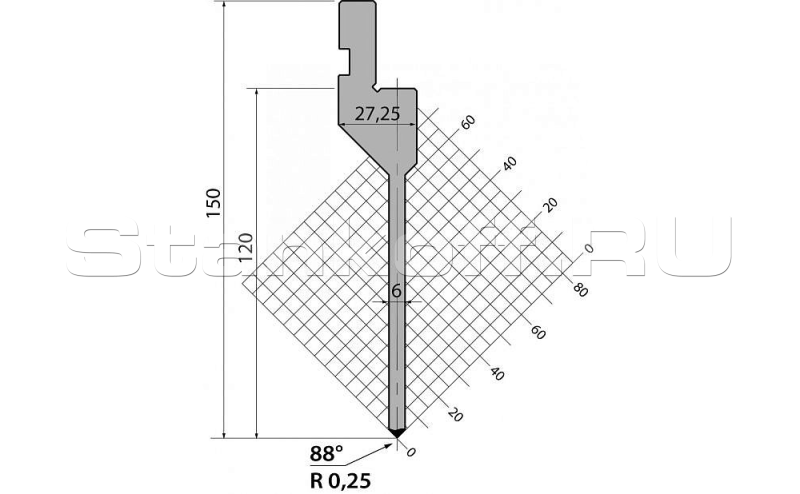 Пуансон прямого типа P.150.88.R025.805s