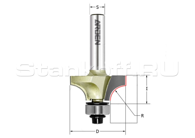 Фреза внутренний радиус (нижний подшипник) R=6,35 D=25,4x11 S=6,35 ARDEN A0602114