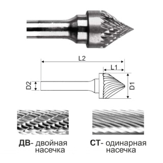 Коническая борфреза с углом 60° SJ1009 ДВ (двойная насечка)