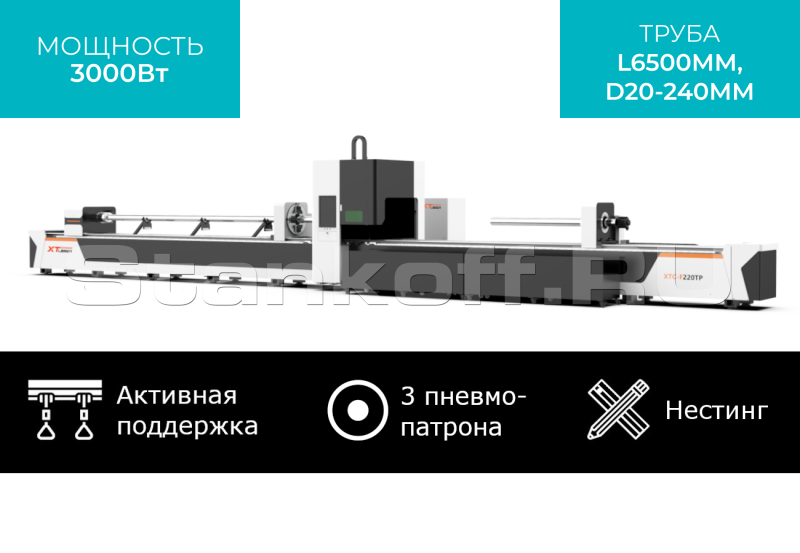 Оптоволоконный труборез с сервостолом и активной поддержкой труб XTC-TP230/3000 Raycus Servo 6+6