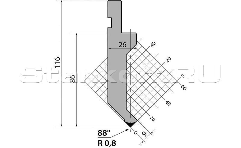 Пуансон для листогибочных прессов P.116.88.R08.795s