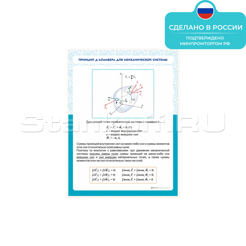 Информационный стенд «Принцип Д Аламбера для механической системы» ST0123