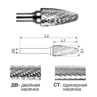 Гиперболическая борфреза со сферическим концом SF0313 ДВ (двойная насечка)