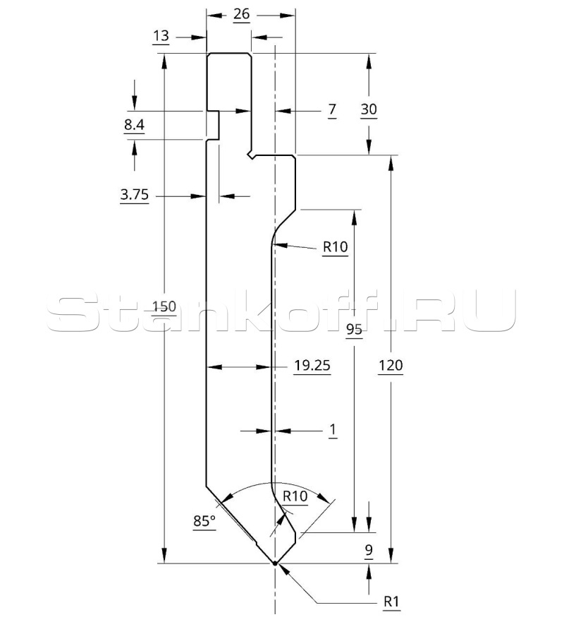 Пуансон для листогибочного пресса P.150.85.R1/F