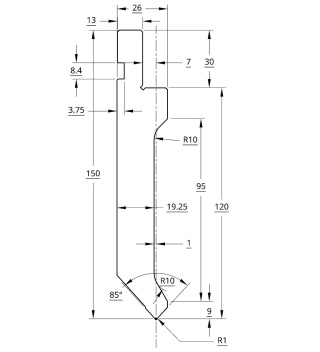 Пуансон для листогибочного пресса P.150.85.R1/F