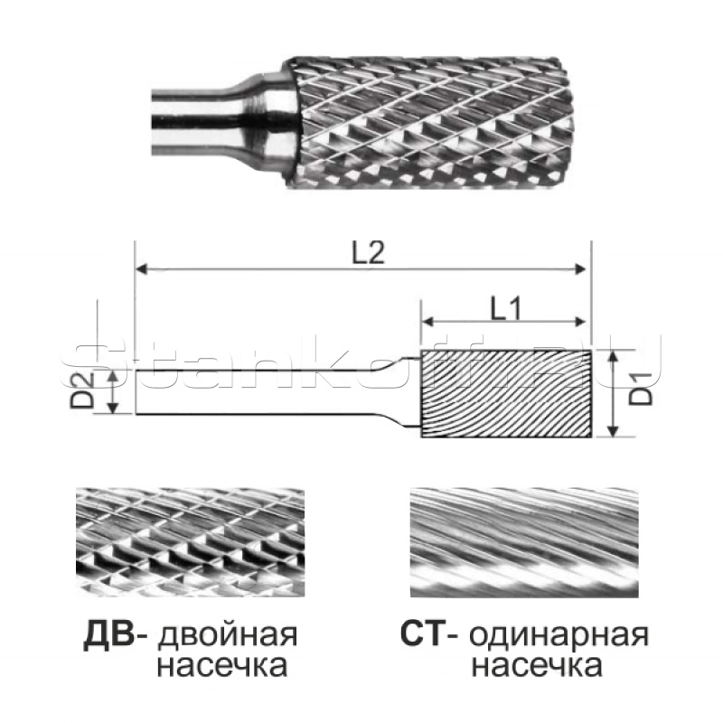 Цилиндрическая борфреза без режущего торца  SA0616-1 СТ (одинарная насечка)