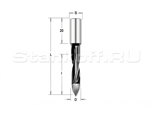 Сверло Delta-Tools присадочное сквозное 7x10x57,5 mm Правое
