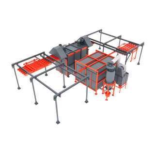 Кольцевой участок порошковой окраски с обитаемой камерой напыления