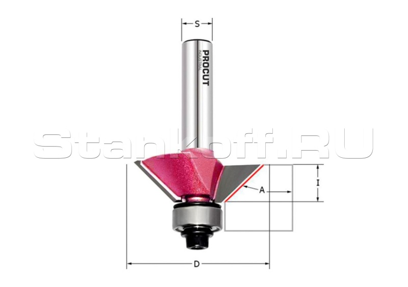 Фрезы для снятия фаски с нижним подшипником 45гр. Z=2 D=31x12.5x54 S=8 PROCUT 156881P