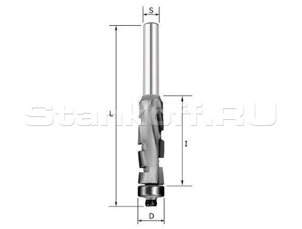 Фреза прямая алмазная Rotis Z1+1 (ниж. подшипник) D=12.7x35x80 S=8 ROTIS 110.123508BB