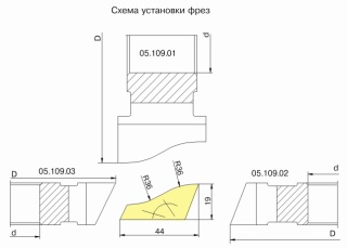 Комплект фрез для изготовления плинтуса ДФ-05.109