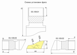 Комплект фрез для изготовления плинтуса ДФ-05.109