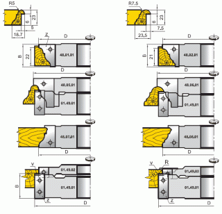 Комплект фрез для профилирования обкладки (01.49.XX, 48.XX.XX)
