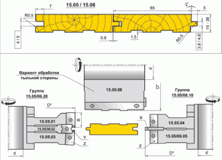 Комплект фрез для профилирования паркета на 4-х стороннем станке (15.05.00, 15.06.00)