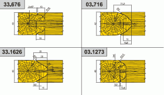 Комплект фрез для профилирования стояков и перемычек дверных полотен (03.ХХХ, 33.ХХХ)