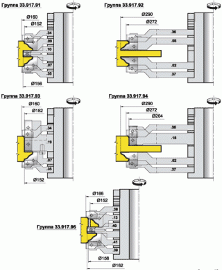 Комплект фрез Иберус для профилирования стояков и перемычек дверных полотен (33.917.00)