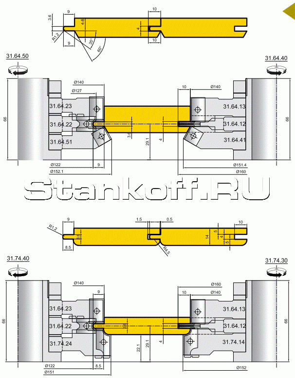 Комплект фрез для профилирования вагонки (31.64.40/50, 31.74.30/40)