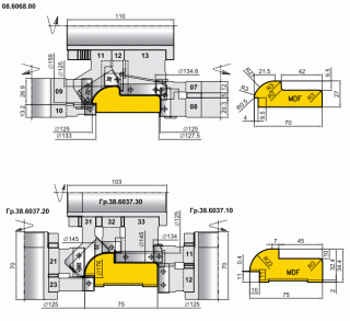 Комплекты фрез Иберус для профилирования дверных коробок изготавливаемые по индивидуальным заказам (08.XXXX.XX, 38.XXXX.XX)